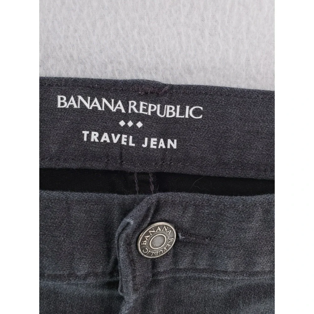 Banana Republic Jeans Men 35x28* Gray Travel Pant Athletic Tapered Stretch Denim